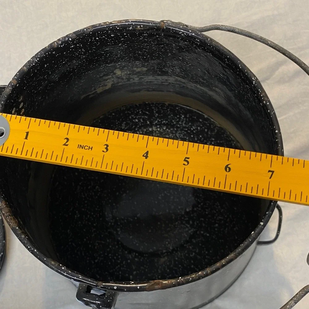 Vintage Large Black Speckled Graniteware Coffee‎ Pot Campfire Cowboy Enamelware